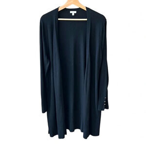 Talbots Closet Staple Black Cardigan. Long Line. Open Front. Soft & Light. XLp